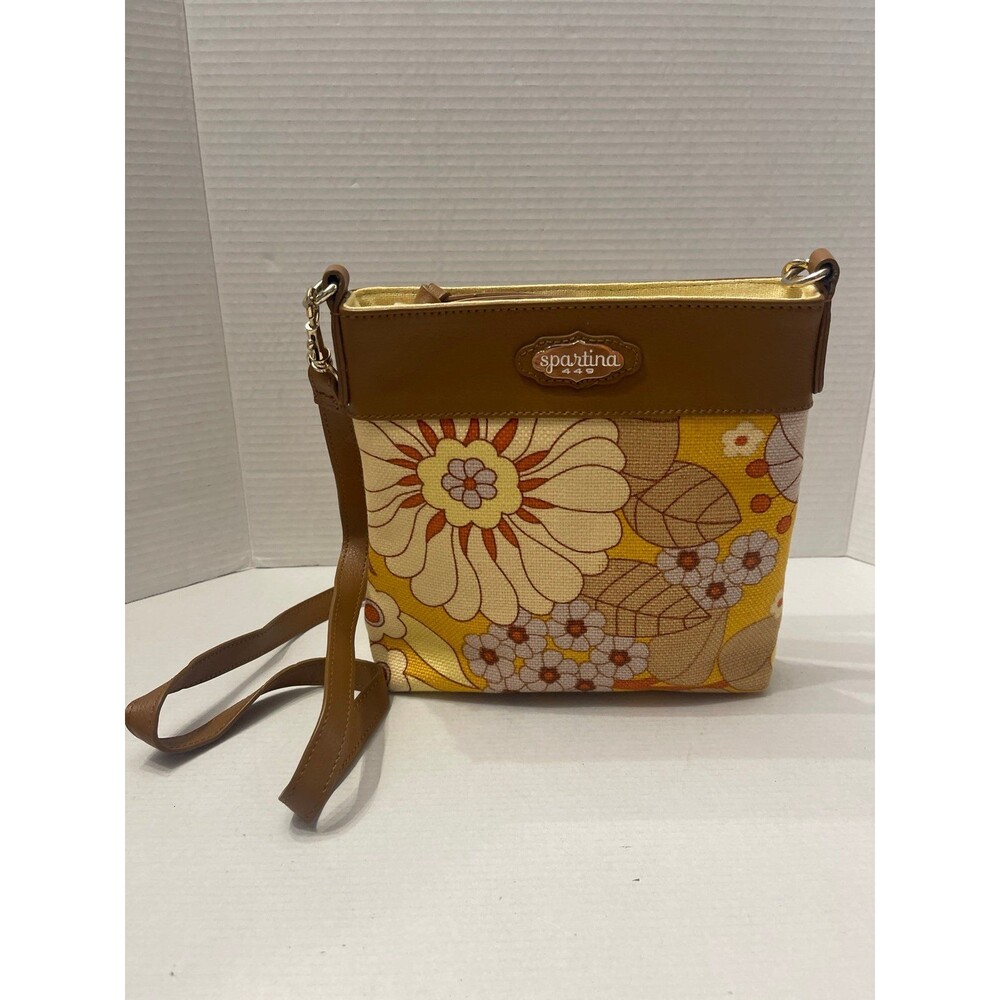 Spartina 449 Yellow Floral Linen Crossbody Bag